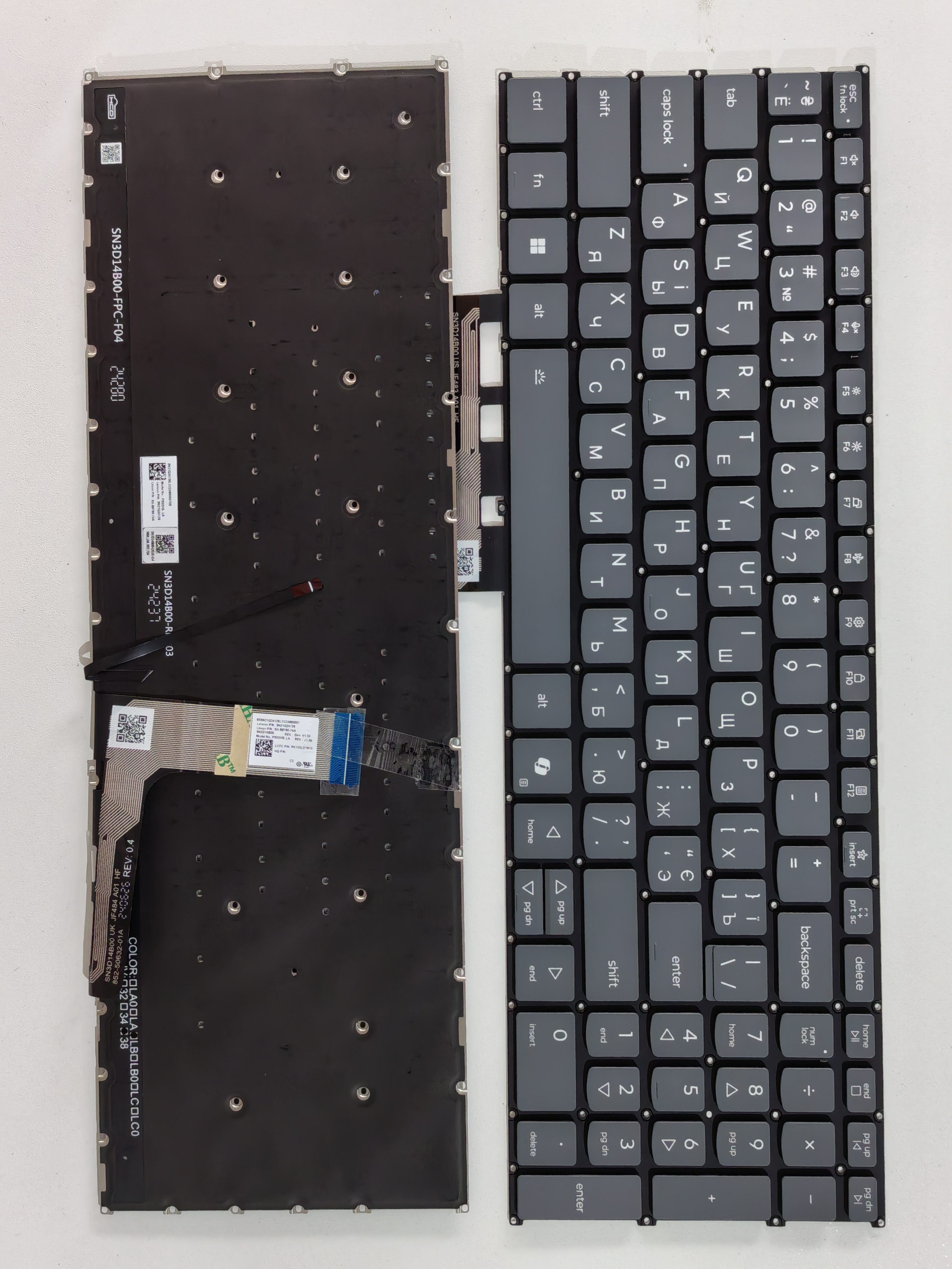 Picture of New Replacement Laptop Keyboard For LENOVO 16SE Xiaoxin 16C Slim 5 16IAH10 AI key/16IRH10/16IRH10R Grey Backlit RU Layout